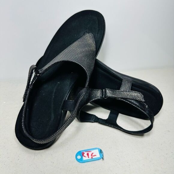 Abeo Beth Black Ankle Strap Thong Sandals Women's 12 N - Picture 1 of 8
